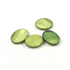 Flat oval mother-of-pearl shell green bead